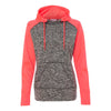 J. America Women's Charcoal Fleck/Fire Coral Colorblock Cosmic Fleece Hooded Pullover Sweatshirt