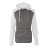 J. America Women's Charcoal Fleck/White Colorblock Cosmic Fleece Hooded Pullover Sweatshirt