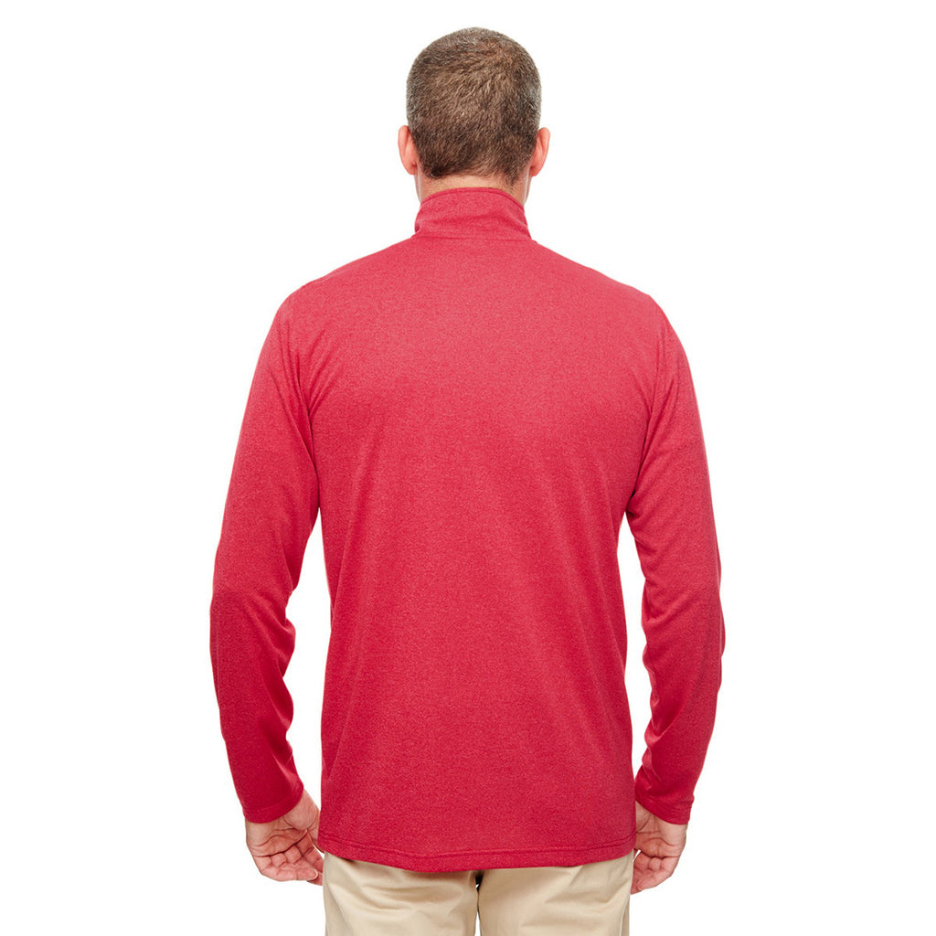 UltraClub Men's Red Heather Cool & Dry Heathered Performance Quarter-Zip
