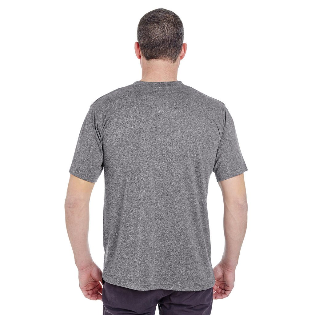 UltraClub Men's Charcoal Heather Cool & Dry Heathered Performance T-Shirt