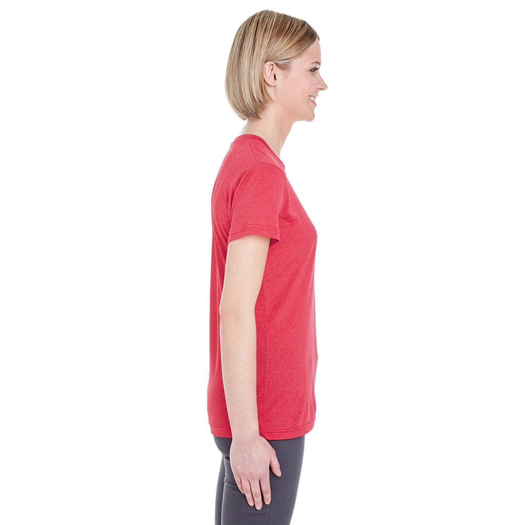 UltraClub Women's Red Heather Cool & Dry Heathered Performance T-Shirt