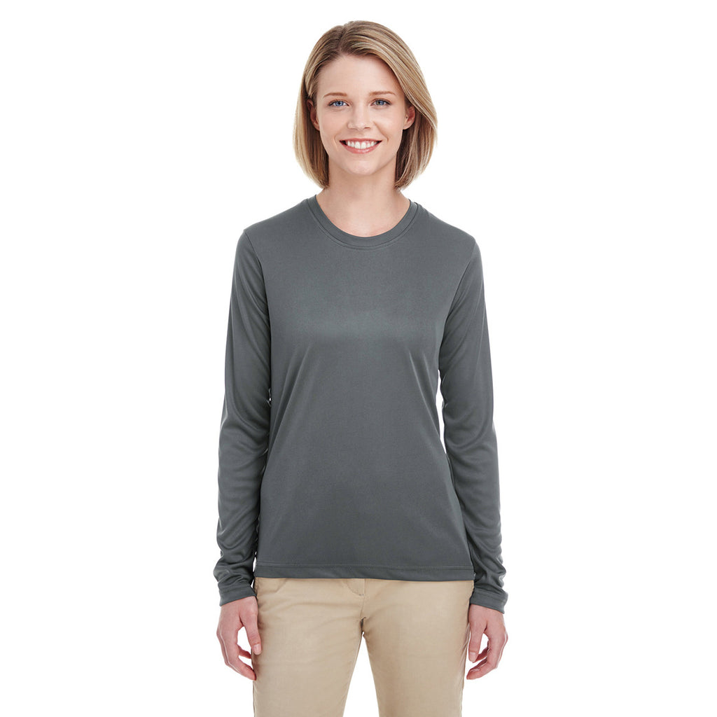 UltraClub Women's Charcoal Cool & Dry Performance Long-Sleeve Top