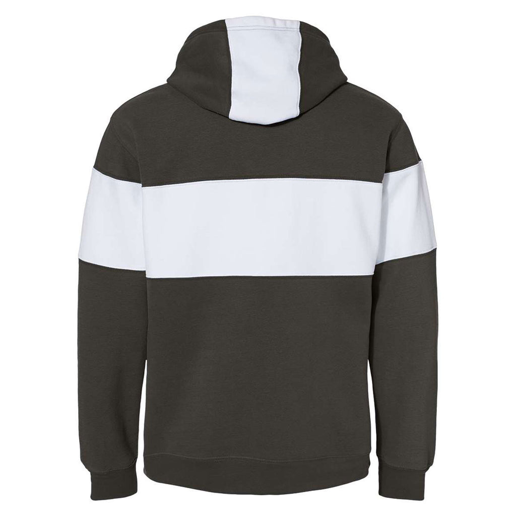 J. America Men's Black Varsity Fleece Colorblocked Hooded Sweatshirt