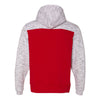 J. America Men's Red/White Melange Fleece Colorblocked Hooded Pullover