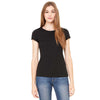 Bella + Canvas Women's Black Sheer Mini Rib Short-Sleeve T-Shirt
