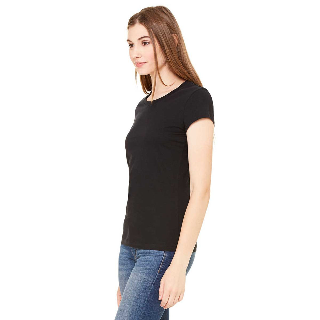 Bella + Canvas Women's Black Sheer Mini Rib Short-Sleeve T-Shirt
