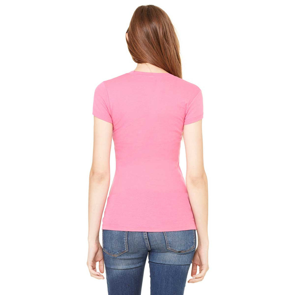Bella + Canvas Women's Very Pink Sheer Mini Rib Short-Sleeve T-Shirt