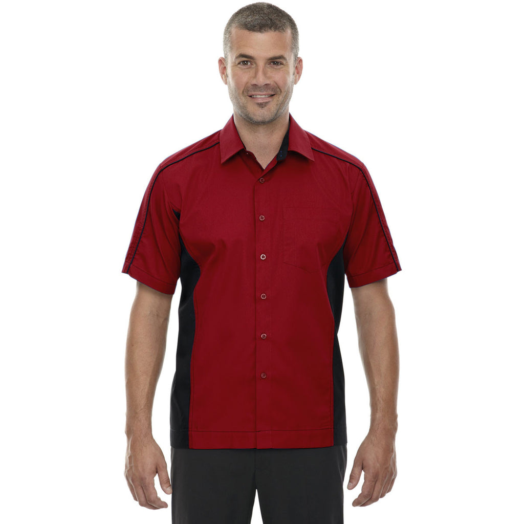 North End Men's Classic Red Fuse Colorblock Twill Shirt