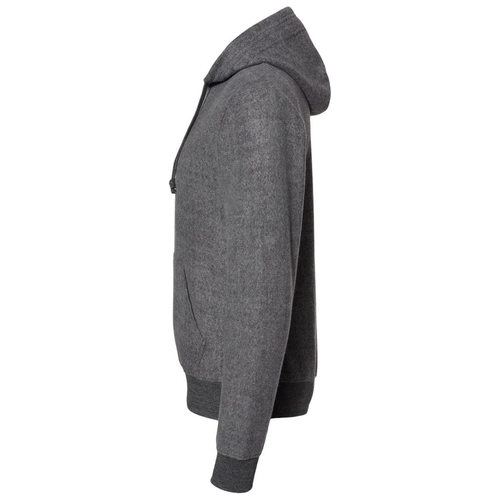 J. America Men's Charcoal Heather Flip Side Fleece Hooded Pullover