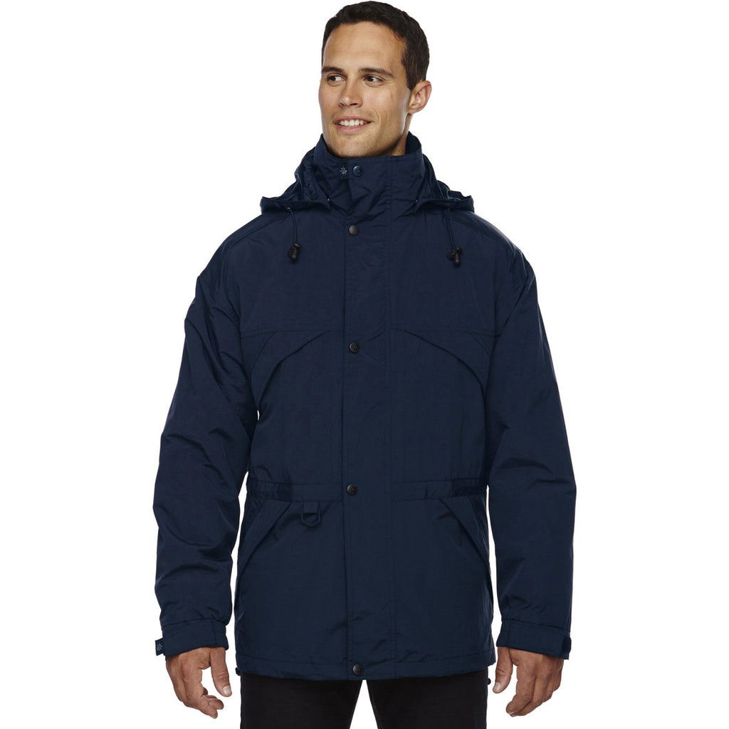 North End Men's Midnight Navy 3-in-1 Parka with Dobby Trim