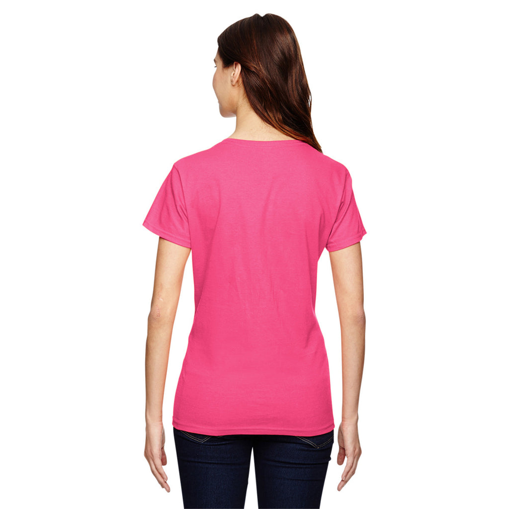 Anvil Women's Neon Pink Lightweight T-Shirt