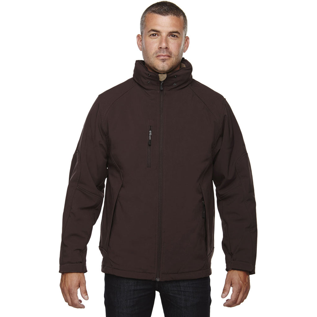 North End Men's Dark Chocolate Glacier Insulated Three-Layer Jacket with Detachable Hood