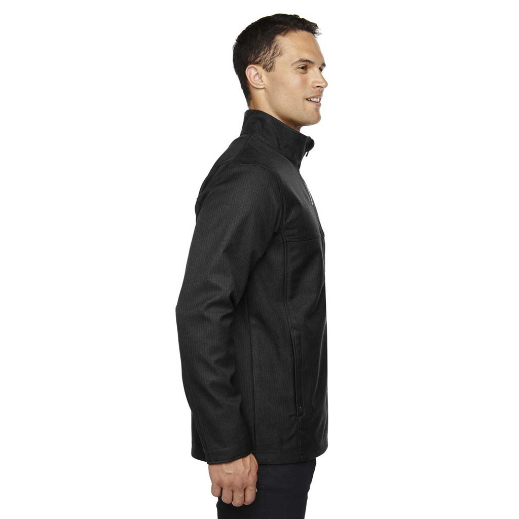 North End Men's Black City Textured Three-Layer Fleece Bonded Soft Shell Jacket