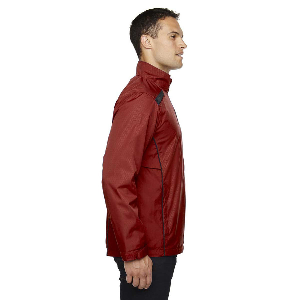 North End Men's Classic Red Tempo Lightweight Jacket with Embossed Print