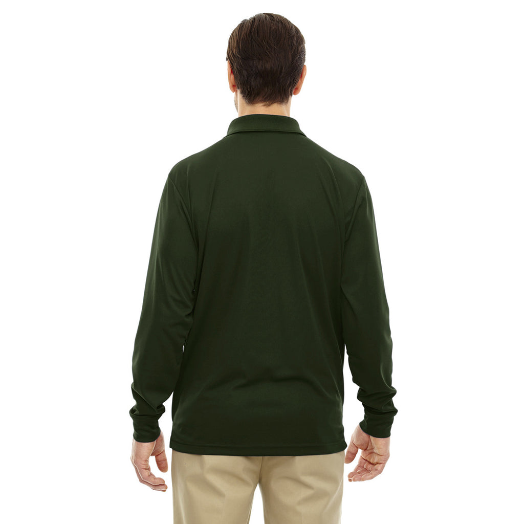 Core 365 Men's Forest Green Pinnacle Performance Long-Sleeve Pique Polo