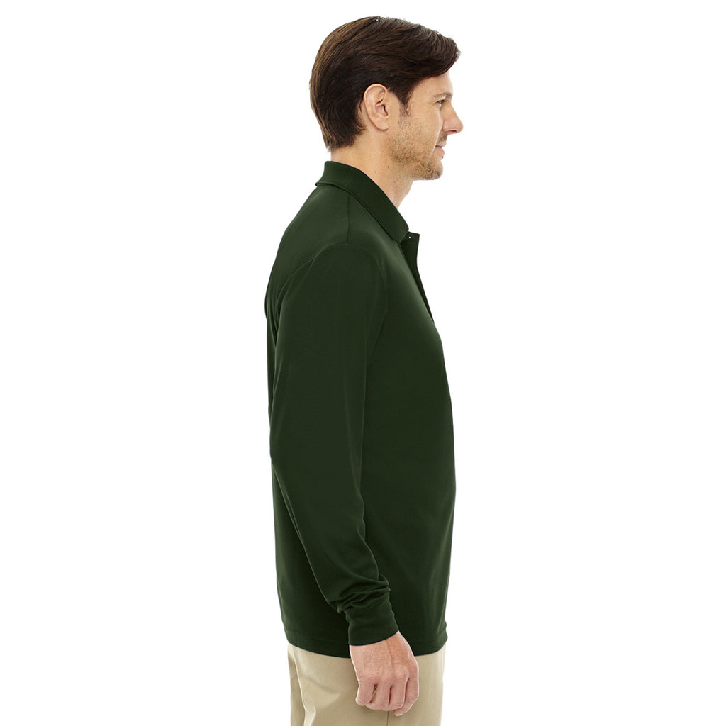 Core 365 Men's Forest Green Pinnacle Performance Long-Sleeve Pique Polo