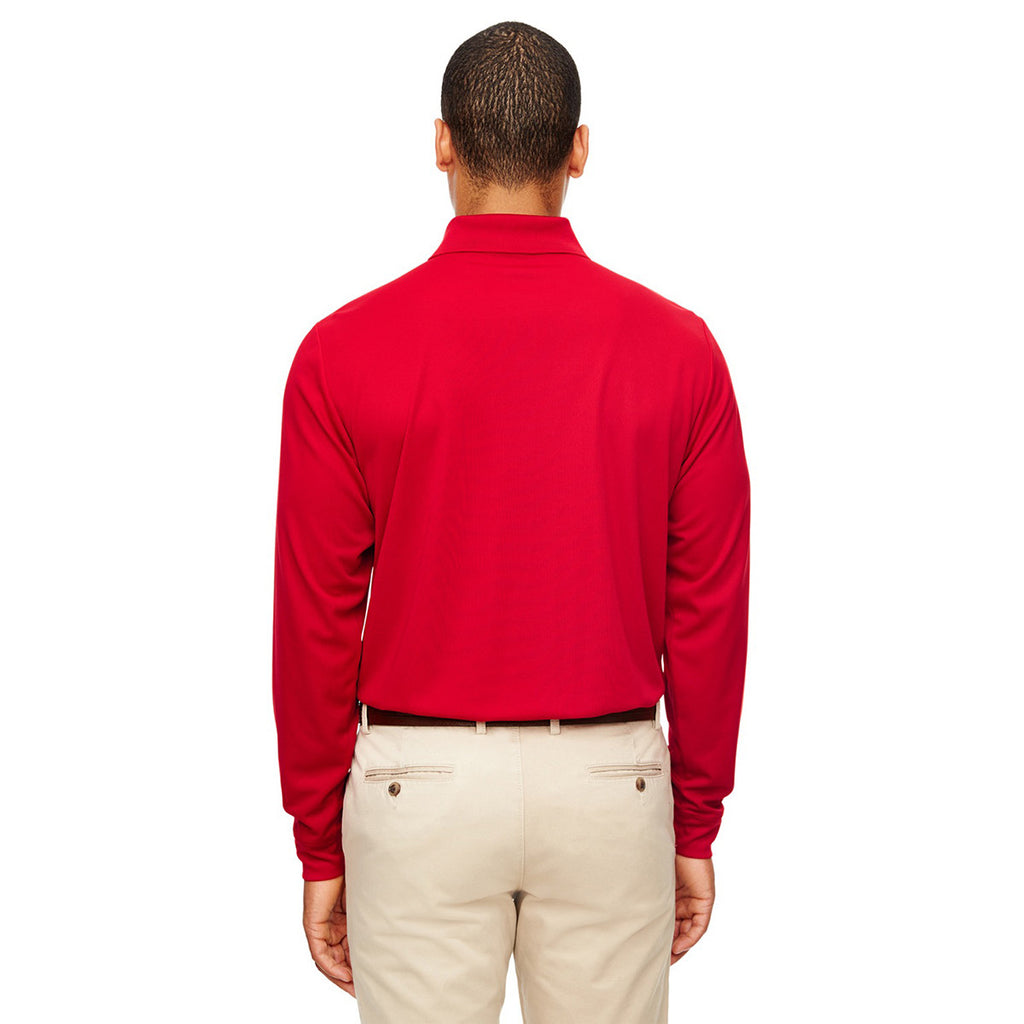 Core 365 Men's Classic Red Pinnacle Performance Pique Long-Sleeve Polo with Pocket