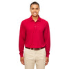 Core 365 Men's Classic Red Pinnacle Performance Pique Long-Sleeve Polo with Pocket