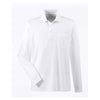 Core 365 Men's White Pinnacle Performance Pique Long-Sleeve Polo with Pocket