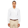 Core 365 Men's White Pinnacle Performance Pique Long-Sleeve Polo with Pocket