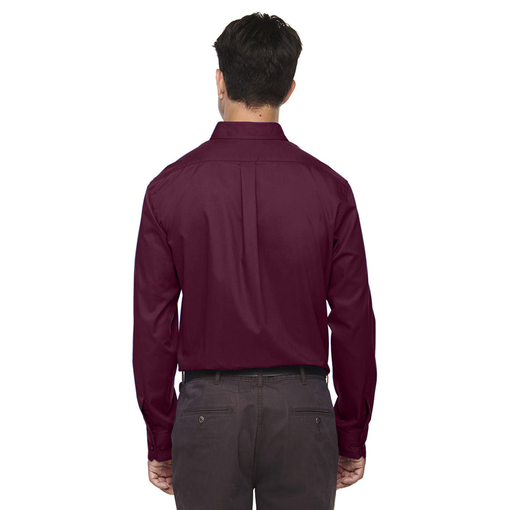 Core 365 Men's Burgundy Operate Long-Sleeve Twill Shirt