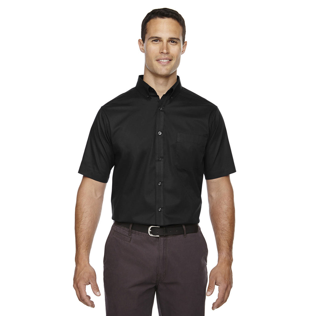 Core 365 Men's Black Optimum Short-Sleeve Twill Shirt