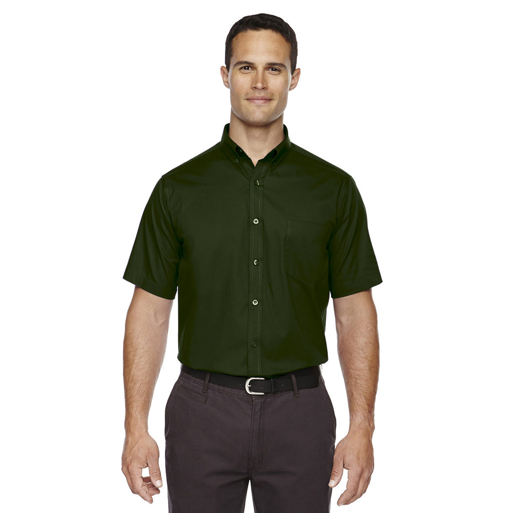 Core 365 Men's Forest Green Optimum Short-Sleeve Twill Shirt