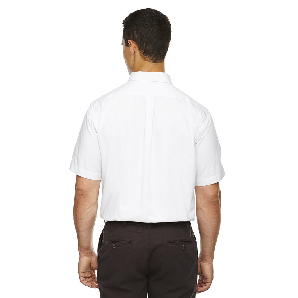 Core 365 Men's White Optimum Short-Sleeve Twill Shirt