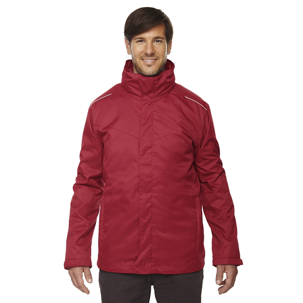Core 365 Men's Classic Red Region 3-in-1 Jacket with Fleece Liner
