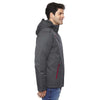 North End Men's Carbon/Classic Red Rivet Textured Twill Insulated Jacket