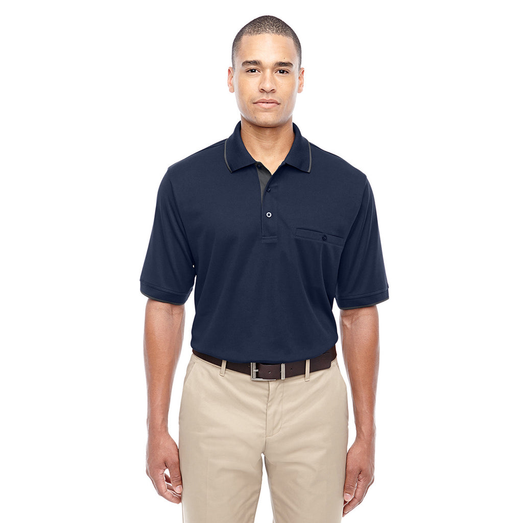 Core 365 Men's Classic Navy/Carbon Motive Performance Pique Polo with Tipped Collar