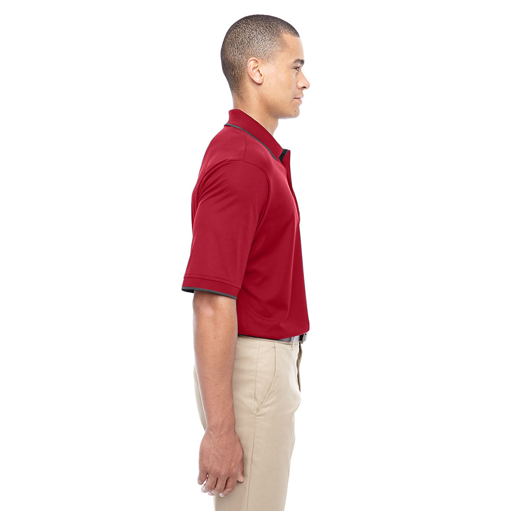Core 365 Men's Classic Red/Carbon Motive Performance Pique Polo with Tipped Collar