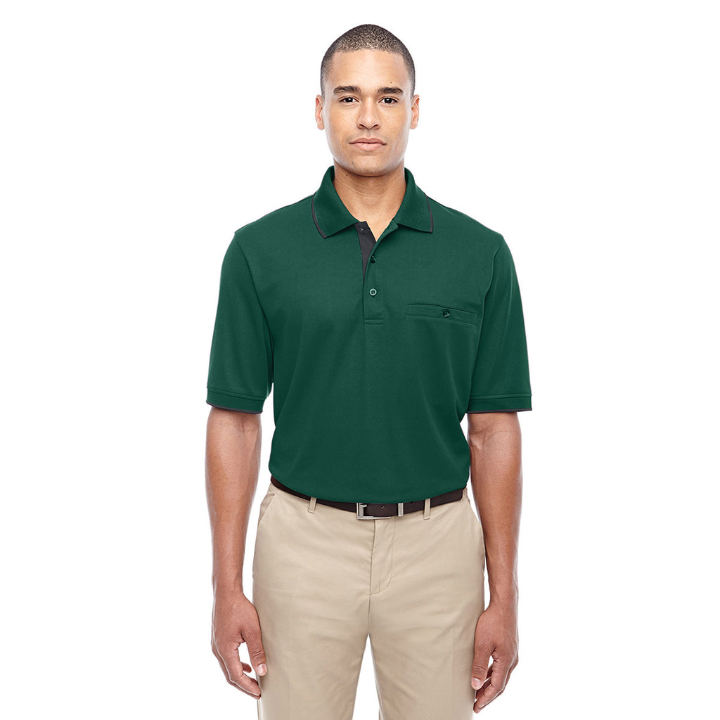 Core 365 Men's Forest/Carbon Motive Performance Pique Polo with Tipped Collar