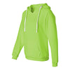 J. America Women's Neon Green Sueded V-Neck Hooded Sweatshirt