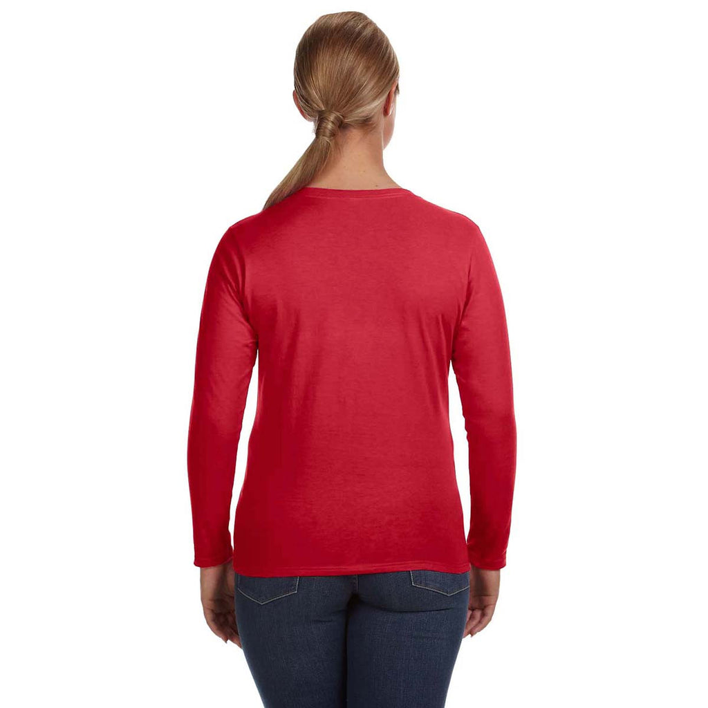 Anvil Women's Red Lightweight Long-Sleeve T-Shirt