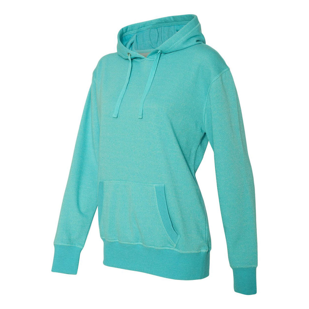 J. America Women's Maui Blue/Silver Glitter French Terry Hooded Pullover