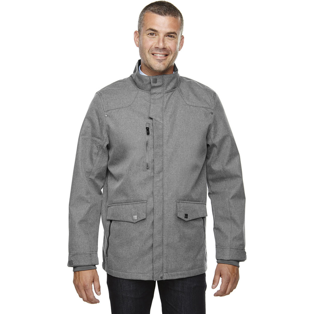 North End Men's City Grey Three-Layer City Textured Soft Shell Jacket