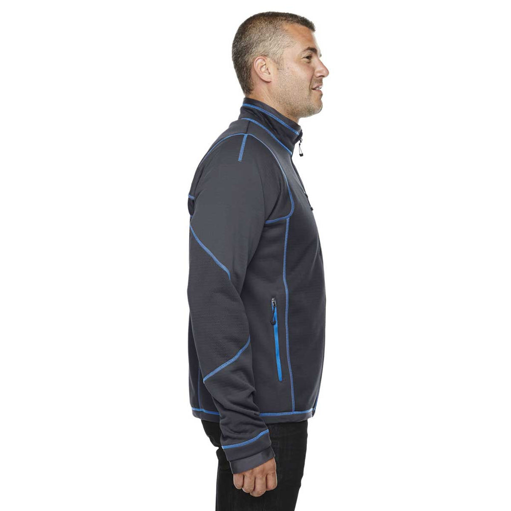 North End Men's Carbon/Olympic Blue Fleece Jacket with Print