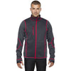 North End Men's Carbon/Olympic Red Fleece Jacket with Print