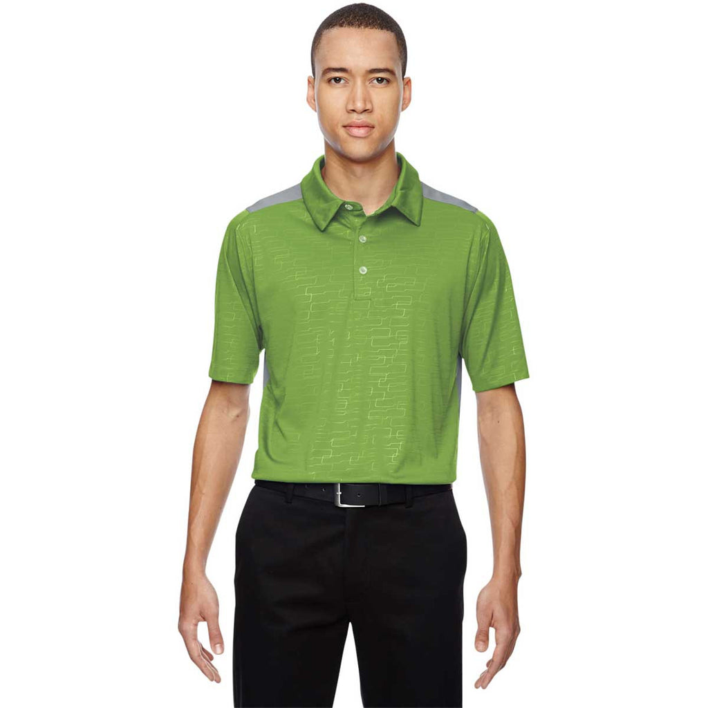 North End Men's Green Flash Performance Embossed Print Polo