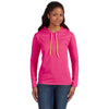 Anvil Women's Heather Pink/Neon Yellow Long-Sleeve Hooded T-Shirt