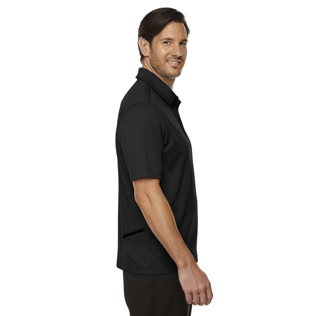 North End Men's Black Performance Polo with Back Pocket