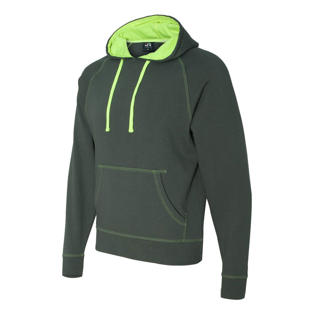 J. America Men's Neon Green Shadow Fleece Hooded Pullover Sweatshirt