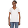 Anvil Women's White Lightweight V-Neck T-Shirt