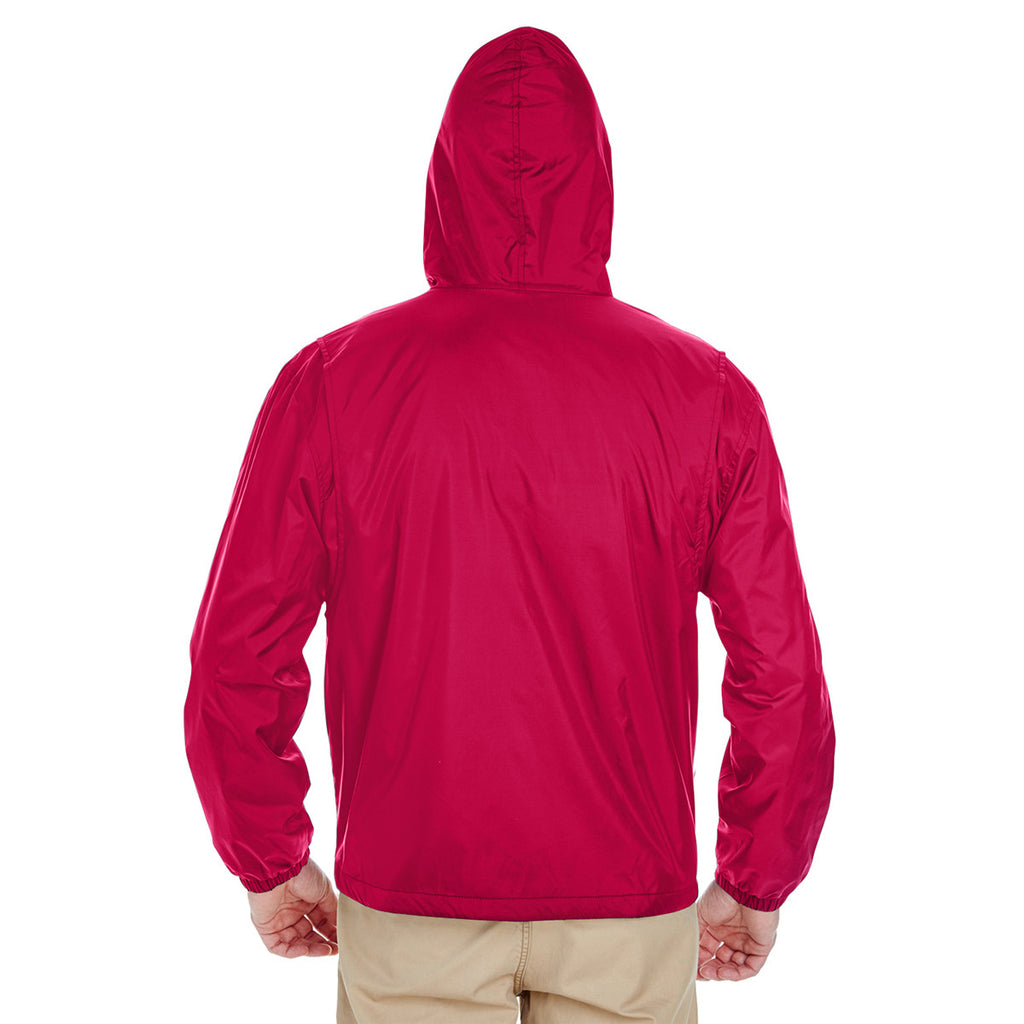 UltraClub Men's Red Fleece-Lined Hooded Jacket
