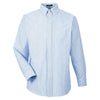 UltraClub Men's Blue/White Classic Wrinkle-Resistant Long-Sleeve Oxford