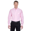 UltraClub Men's Pink Classic Wrinkle-Resistant Long-Sleeve Oxford