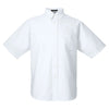 UltraClub Men's White Classic Wrinkle-Resistant Short-Sleeve Oxford