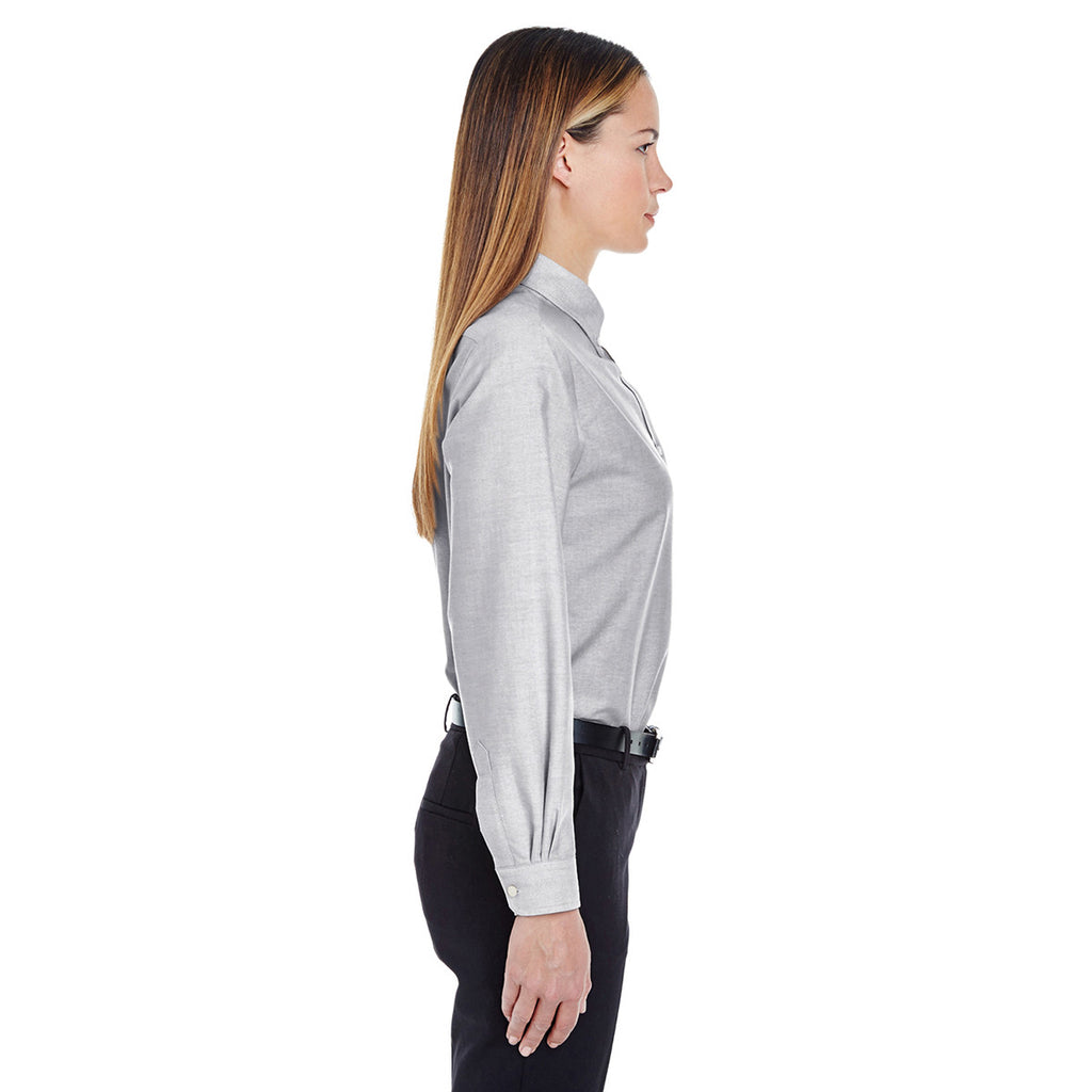UltraClub Women's Charcoal Classic Wrinkle-Resistant Long-Sleeve Oxford