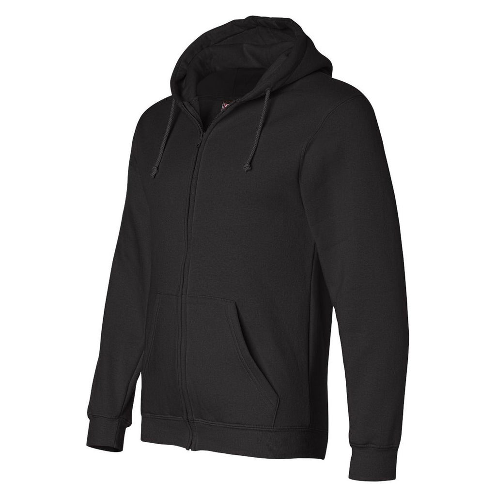 Bayside Men's Black USA-Made Full Zip Hooded Sweatshirt